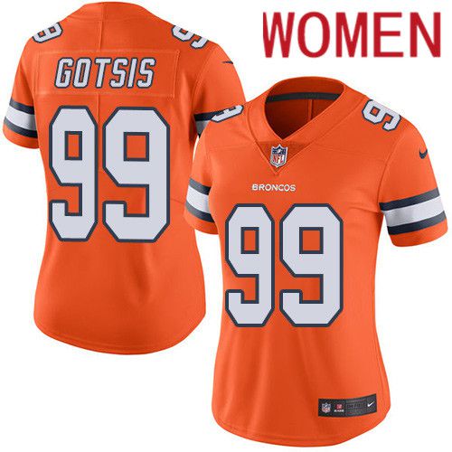 Women Denver Broncos #99 Adam Gotsis Orange Nike Rush Vapor Limited NFL Jersey